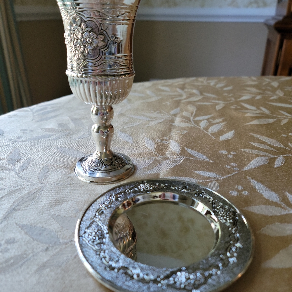 Wedding Communion kiddush cup and plate